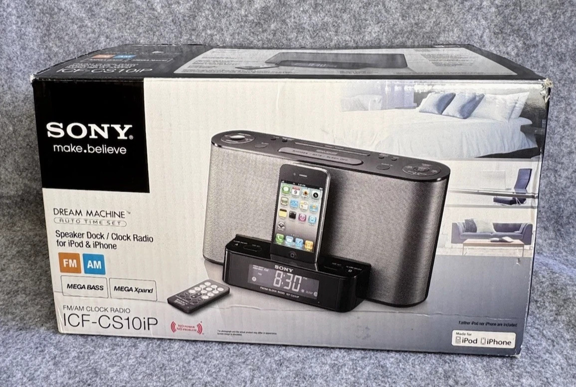 SONY ICF-CS10IP AUDIO DOCK WITH CLOCK & RADIO FOR iPhone/iPod BLACK NEW SON