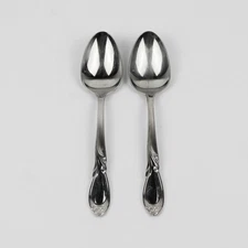 Lot of 2 Retroneu Stephanie Pattern 18/8 Stainless Oval Soup Spoons 7.25 Inches
