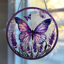 Mountain Sunrise Stained Glass Suncatcher, Nature Window Hanging Decor