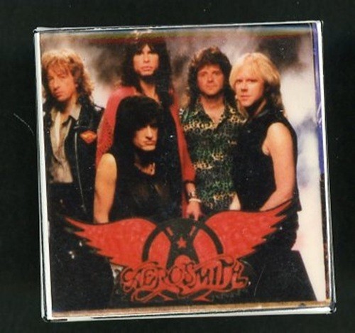 Vintage Original 80s Aerosmith Album Cover Square Band Concert Tour Pin Button - Picture 1 of 2