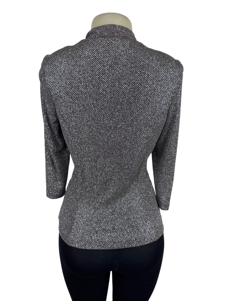 Marina женщин Серебряный металлический блейзер шикарный и стильный официальный куртка размер S - Изображение 3 из 4