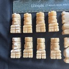 Hand Carved Mexican Marble Onyx Aztec Beige & Black/gray Chess Set Pieces — photo 4