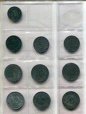 ALLIIERTE BESATZUNG - 1 Pfg. 1945 F; 5 Pfg. 1947 A, D+ 1948 A; 6 x 10 Pfennig