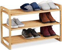 Relaxdays Schuhregal Bambus Natur Stapelbar 3 Ebenen
