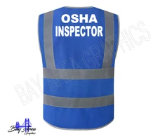 Hi-Vis OSHA Inspector Vest Black Safety Workwear Reflective Strips & Pockets