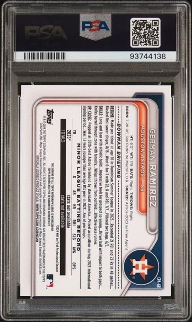 2024 Bowman Chrome GERMAN RAMIREZ Prospect Purple Refractor /250 AUTO PSA 10 - Image 2 of 2
