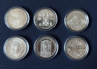 6 x 10 Euro 2005 BRD ST Silber Ag 925 Deutschland in Kapseln