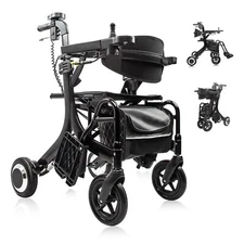 3 in 1 Intelligent Electric Wheelchair & Lightweight Rollator Walker with Seat