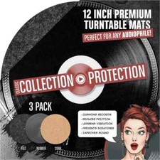 COLLECTION 3-PK 12" Vinyl Turntable Mats - Reduce Vibration Improves Sound