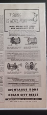 Publicité ancienne print 1949 Ocean City Reels & Montague Rods années 40 pêche