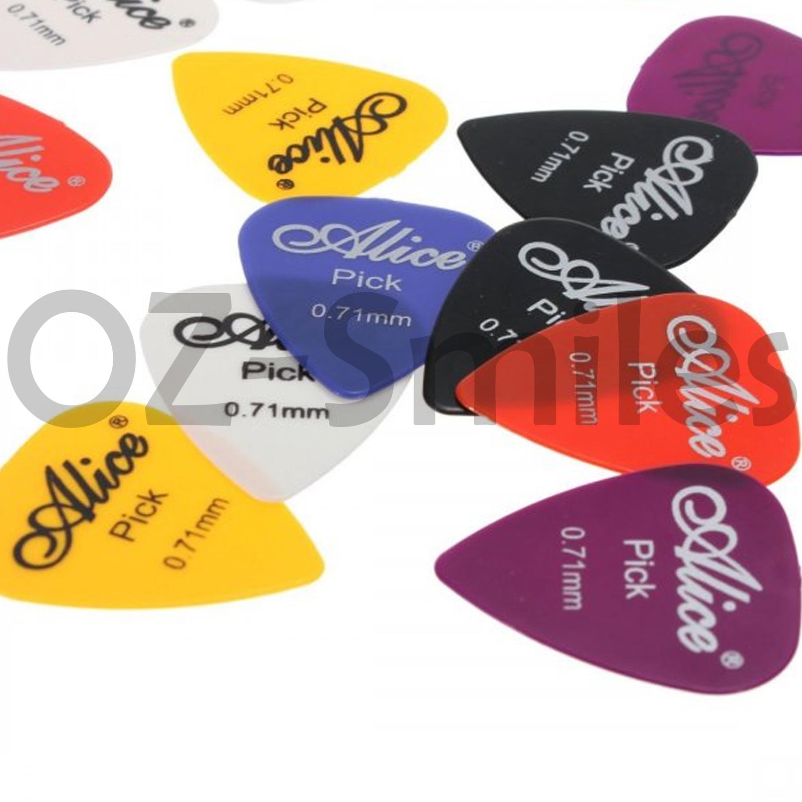 50 x ALICE Guitar Picks Bulk Coloured Celluloid Plectrums Standard