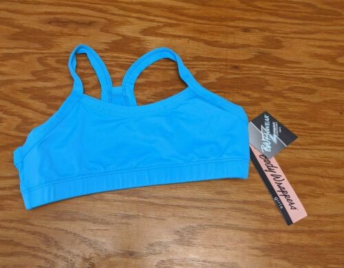 Body Wrappers Turquoise Blue Racer Back Sports Bra Cropped Top Girls 12-14   - Picture 1 of 5