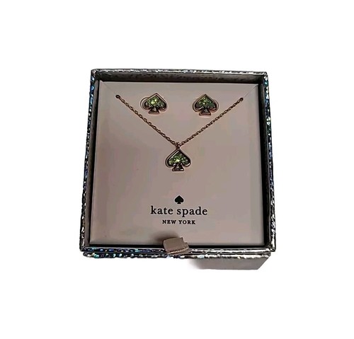 Kate Spade EVERYDAY SPADE Opal Glitter Rose Gld Necklace & Earrings Gift Set NEW - Bild 3 von 8
