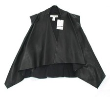 New $750 Maison De Papillon 100% Leather Vest Women's Medium M Black Harley Open