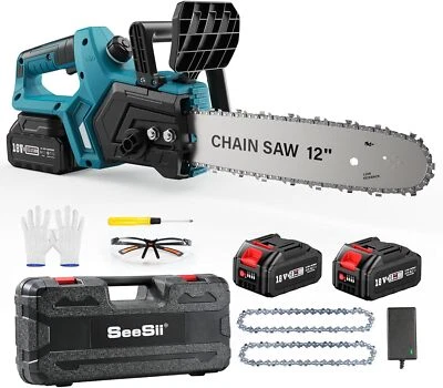 BESUCHE DEN SEESII-STORE Akkukettensäge 1200W 30cm Klinge 2 x 5000mAh für Brennholzaufbereitung