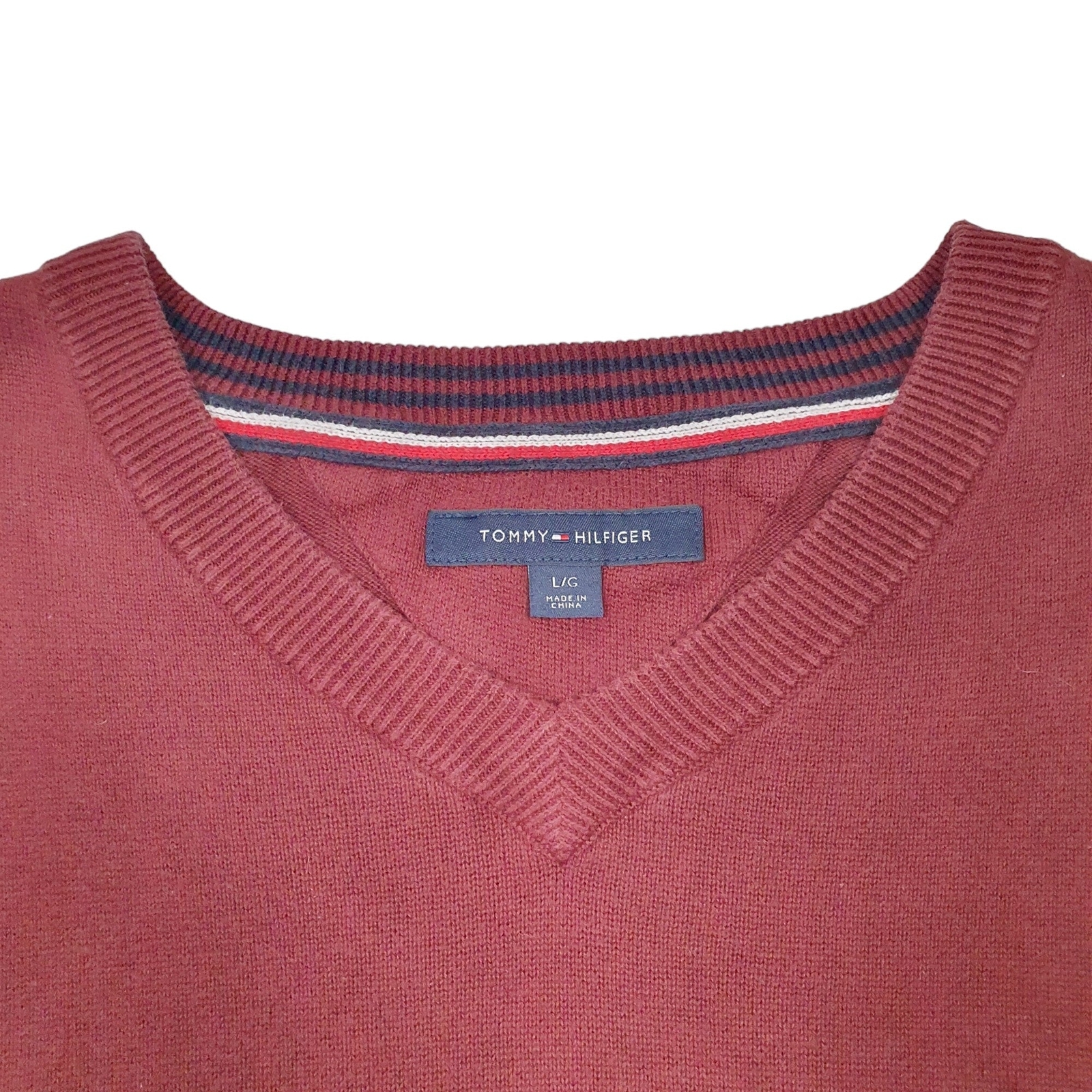 TOMMY HILFIGER V Neck Cotton Jumper Sweatshirt Mens M image 2