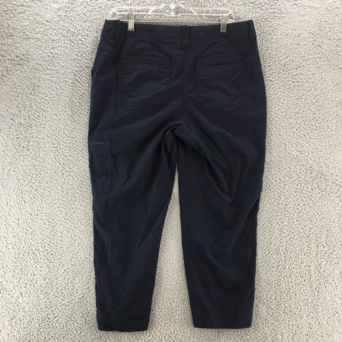 Chicos Crop Cargo Pants Womens 8 Blue Mid Rise Zip Fly Button Flat Front Casual - Picture 10 of 15