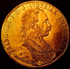 AUSTRIA RESTRICKE 4 Dukat 1874 Franz Joseph I gold filled KM# 2276 (3087)