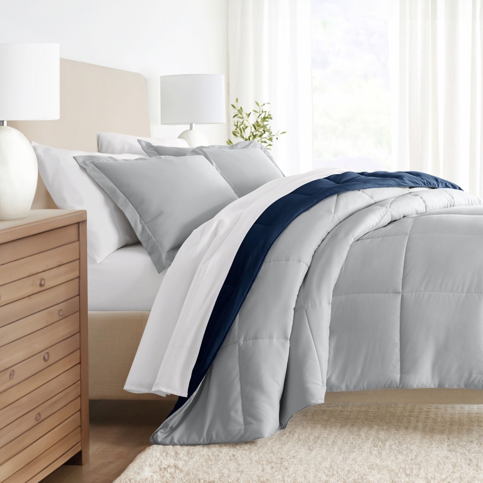 Kaycie Gray Reversible Floral Comforter Set - All Season, King Size, Clay Color With Pillow Shams 4 thumbnail image