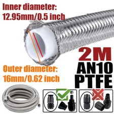 Manguera de gas aceite línea de combustible trenzada de acero inoxidable 6,56 ft AN10 10AN ID:0,5" E85