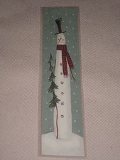 PRIMITIVE CHRISTMAS HOLIDAY TALL SKINNY SNOWMAN LAMINATED BOOK MARK
