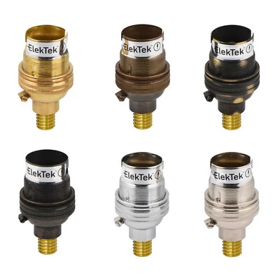 ElekTek B22 Bayonet BC Unswitched Lamp Bulb Holder Socket Wood Mount Made in UK