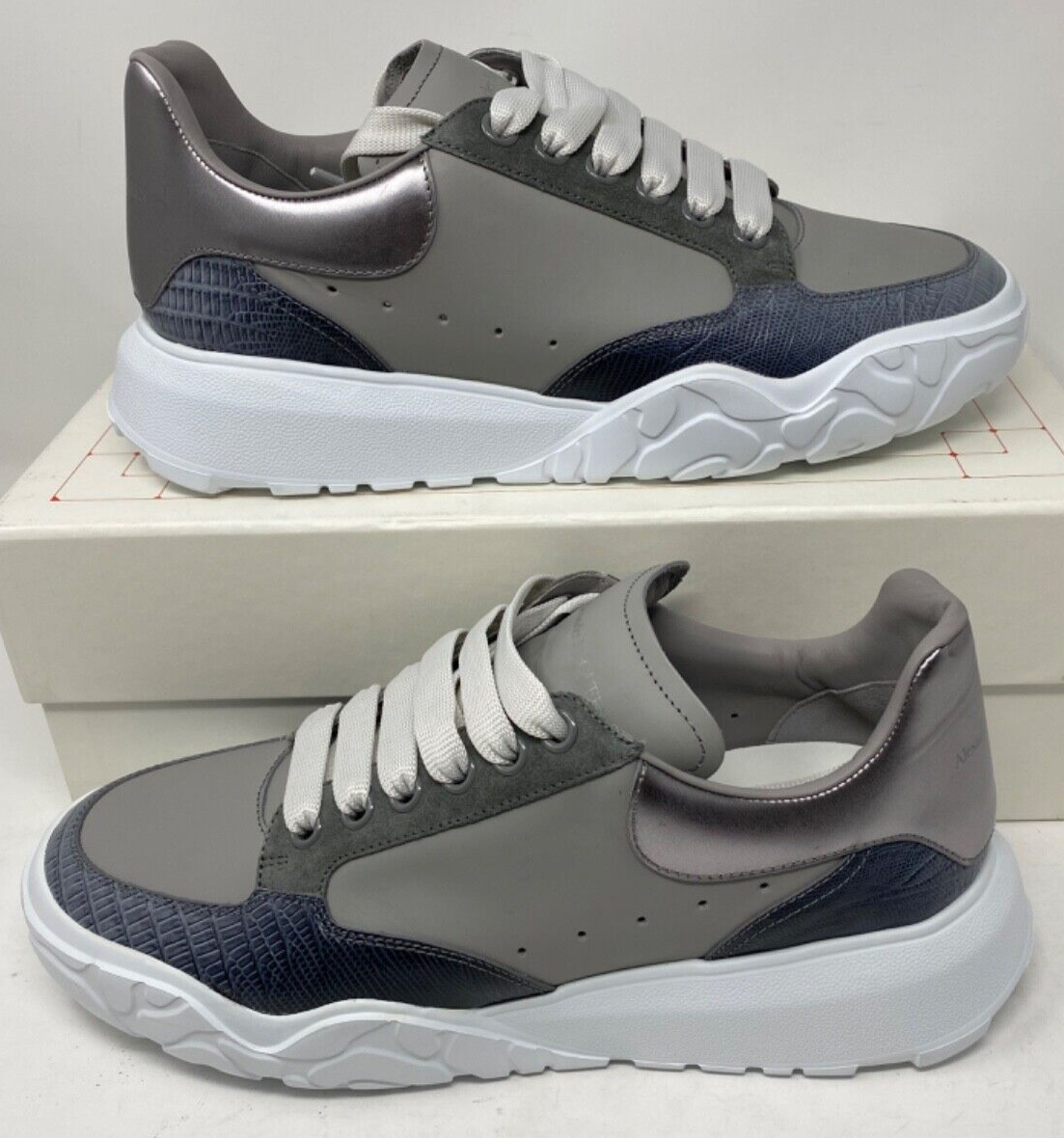$650 Men's Alexander McQueen Court Trainer Sneakers Grey $650 Men's Alexander McQueen Court Trainer Sneakers Grey