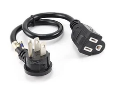 18" Flat Plug Power Extension Cord/Saver, 16AWG SJT NEMA 5-15P/5-15R, PC-S0418