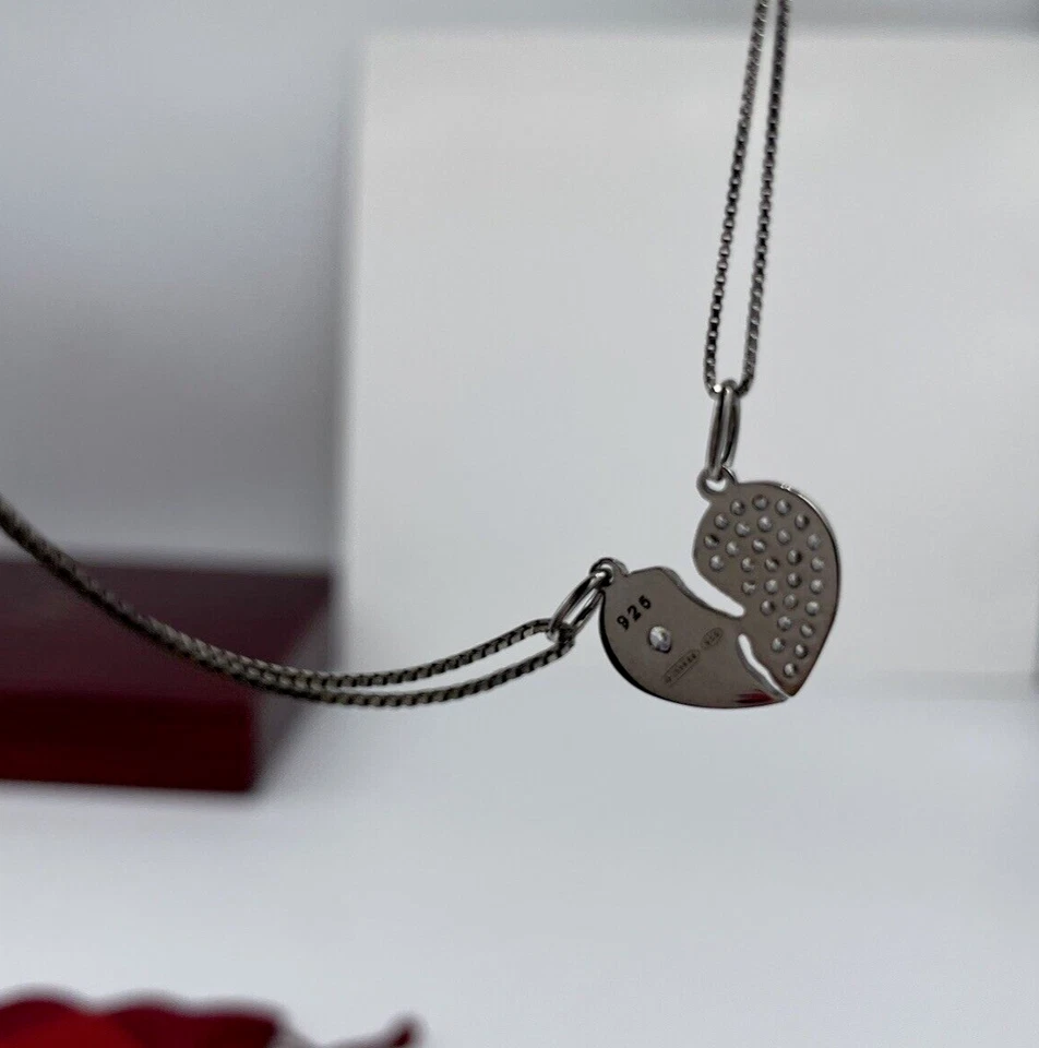 Collar Del Amor Doble Corazón Roto Divisible En Dos Collares Hombre Y Mujer. - Imagen 3 de 4