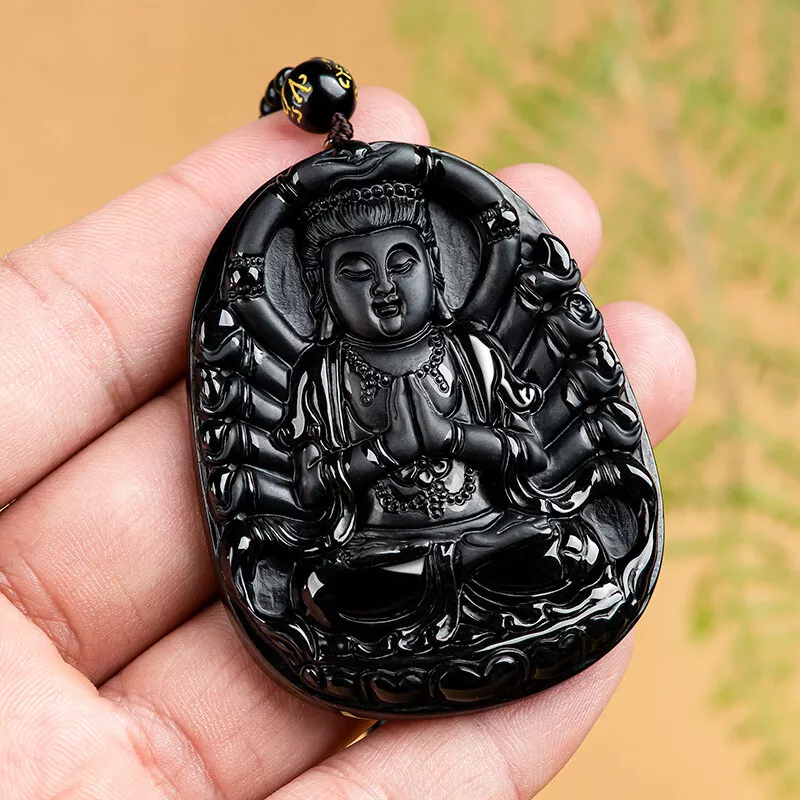 Burmese Jade Guanyin Pendant Jewelry Black Man Jadeite Necklace Natural  Emerald | eBay