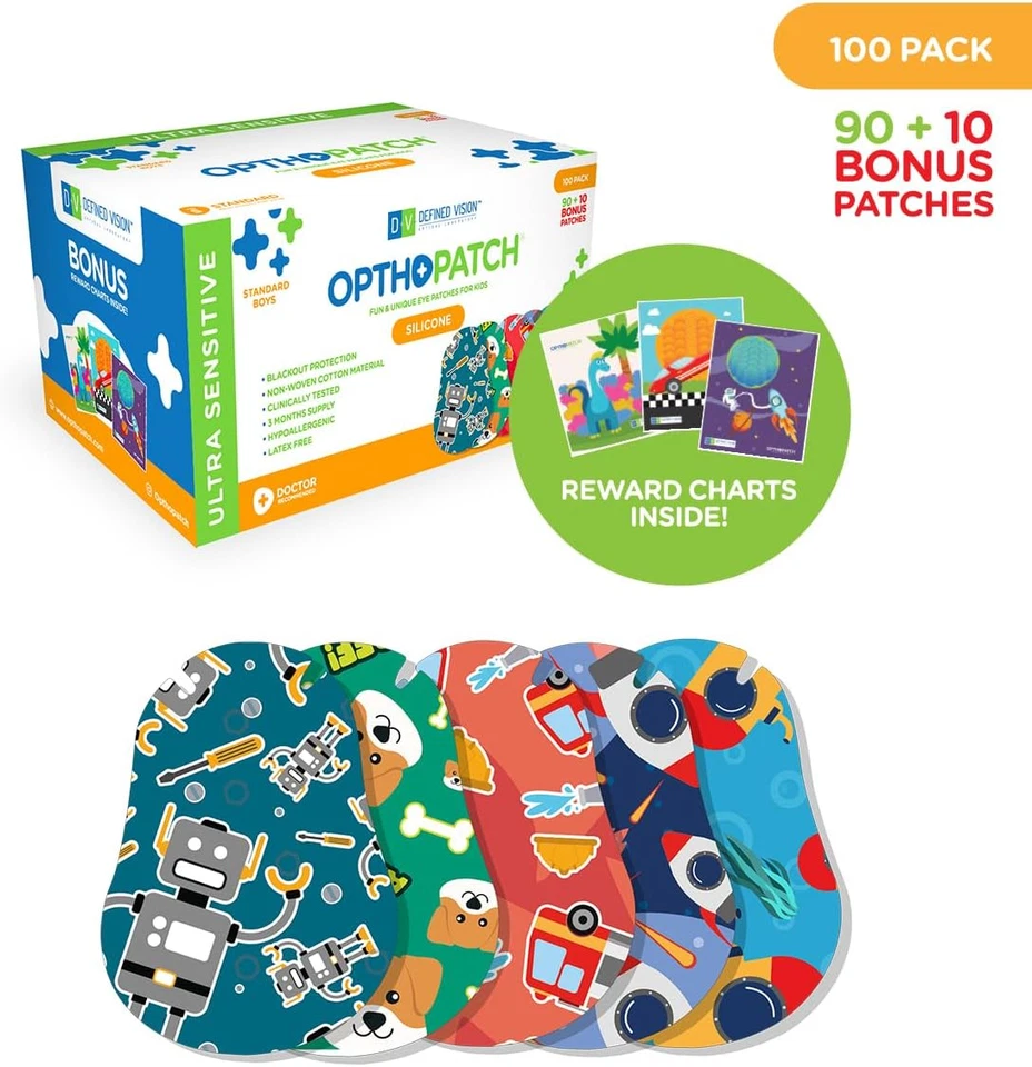 Parches para ojos para niños con adhesivo de silicona ultra sensible, 40 hipoalergénicos P Foto 2 de 4