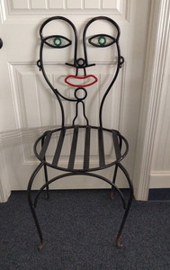 Vintage Mid Century Wrought Iron John Face Chair MCM Garden Decor
