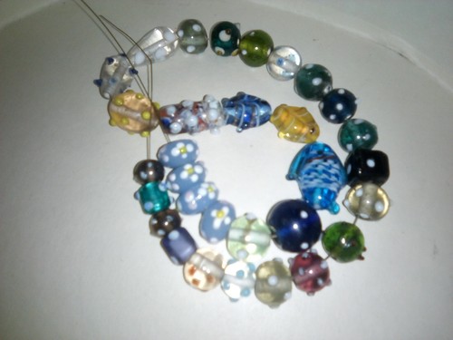 Bumpy Glass Beads Assorted Colors, Sizes,  Shapes for Jewelry Making 31 pcs