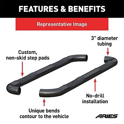 ︎☺︎sou☺︎☺︎ ARIES 204046 Black Steel Side Bars for Select Silverado