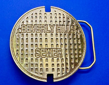 Beverly Hills Sewer Silver Color Man Hole Cover Belt Buckle by Kalan