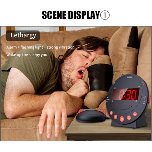 Super Loud Alarm Clock Vibrating Alarm Clock for Heavy Sleepers with Bed Shaker - Picture 8 of 14