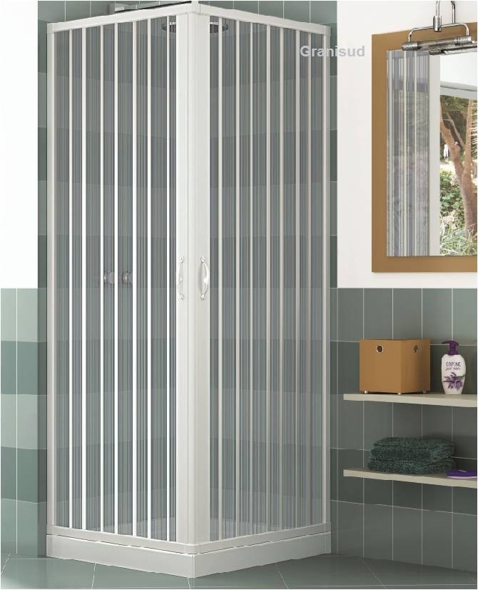 Cabine De Douche D’angle 80x80 Cm – Porte Latérale En PVC – Hauteur 190/175 Cm – Neuf