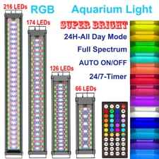 12-48inch LED Fish Tank Light with Timer Aquarium Lamp RGB Full Spectrum Marine