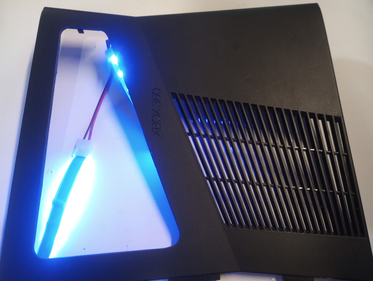 Custom made Xbox 360 S Slim case mod kit shell housing with LED