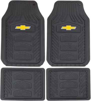 Brand New 4pc Floor Mats Chevy Bowtie Heavy Duty Truck Car All Weather Rubber