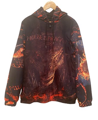 HBO Game of Thrones House of the Dragon Hooded Windbreaker Members Only Jacket M