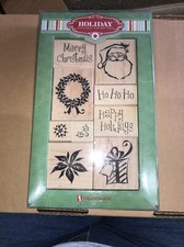 Inkadinkado Holiday stamp set 9 Rubber stamps  NIP Santa Wreath Gift Happy Ho Ho