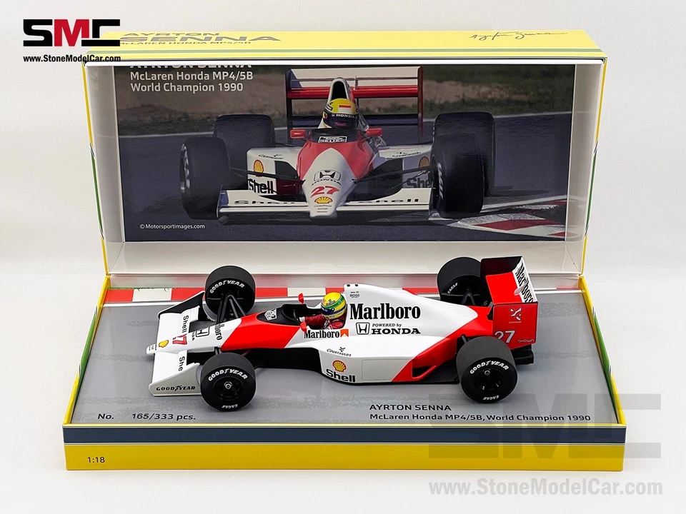 Mclaren MP4/5B 27 Ayrton Senna 1990 F1 World Champion 1:18 MINICHAMPS with Decal - Image 2 of 4