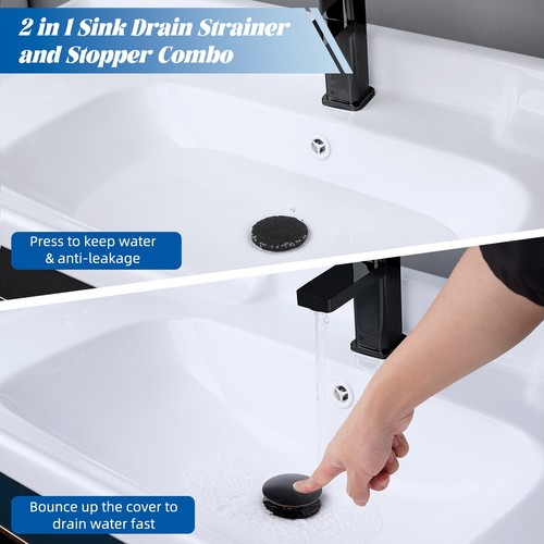 2 Pack Upgraded Bathroom Sink Stopper Universal Pop Up Sink Drain Strainer 2.3" - Picture 23 of 45