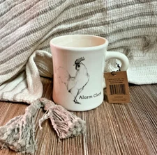 NWT Black & White Farmhouse Mug Rooster “Alarm Clock” Sepia Coffee Cup