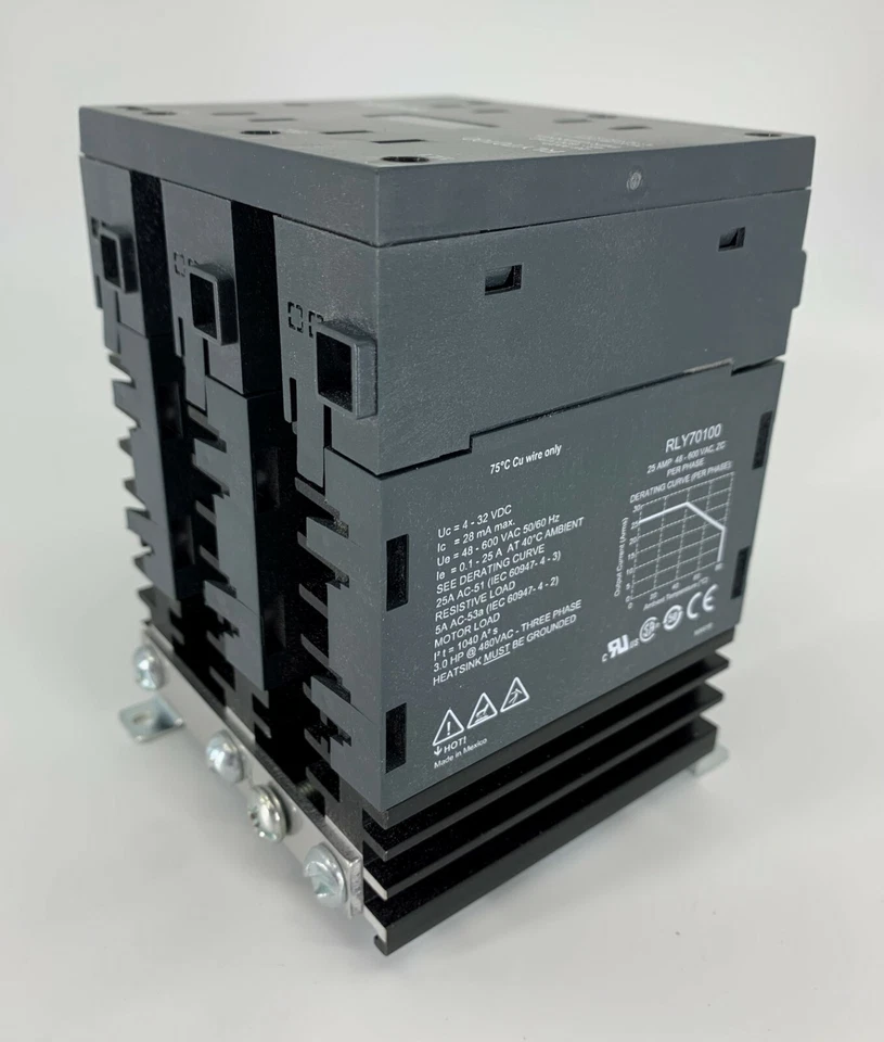 Relé de estado sólido de montaje en riel Din trifásico Red Lion RYL70100 de 25 amperios Foto 2 de 4