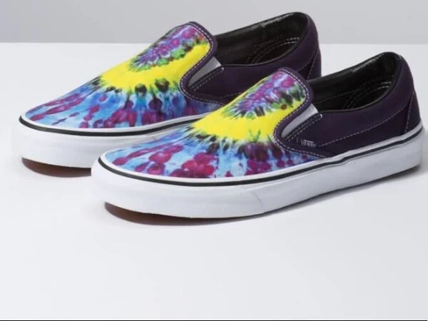Vans Slip On Sneakers Women 7.5 Men 6 Purple Tie Dye Mysterious-image