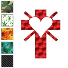 Cross With Heart, Vinyl Decal Sticker, 40 Patterns  3 Sizes, 4035