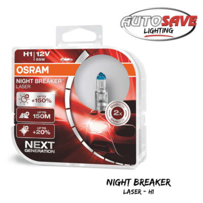 OSRAM Night Breaker Laser (Next Generation) +150% H1 Car Headlight Bulbs (Twin)