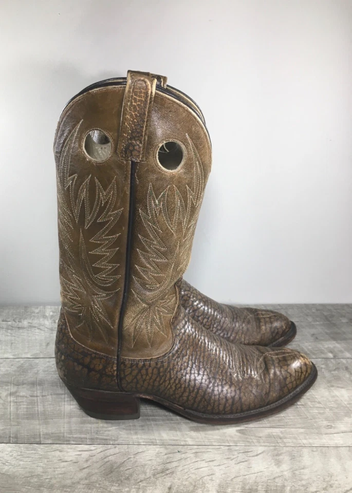 Botas vaqueras de cuero occidental Dan Post punchy Buckaroo de colección para hombre talla 10,5 Foto 2 de 4